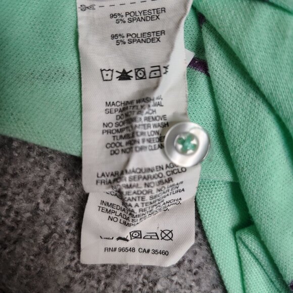 Oakley Striped Polo Shirt Womens Size Large Mint Purple Polyester Golf - Picture 9 of 11